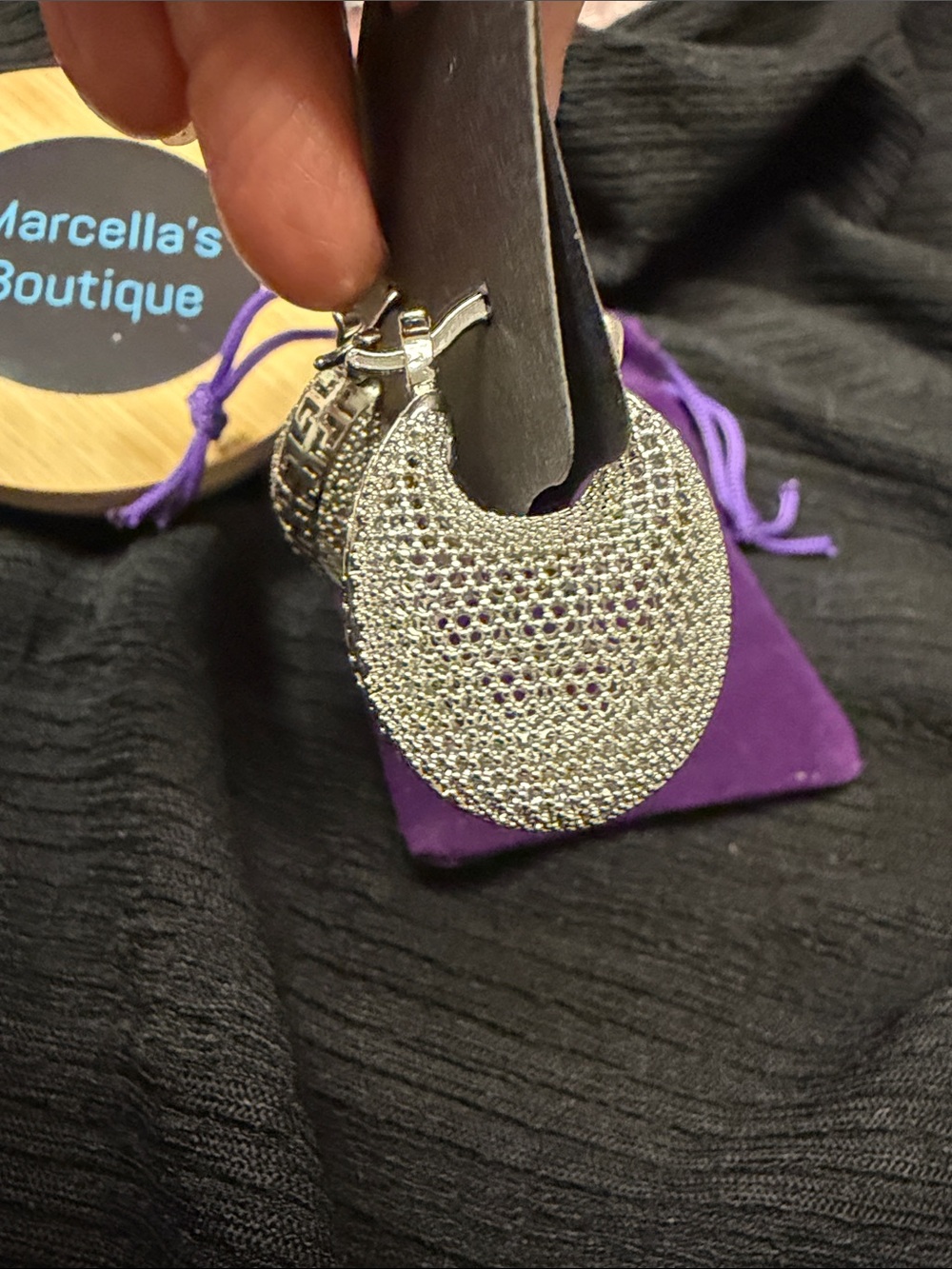 AIM Silver plated Textured Drop Earrings with Mesh Detail